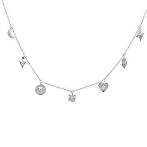 .10ct 14kt white gold heart, star moon charm neckl